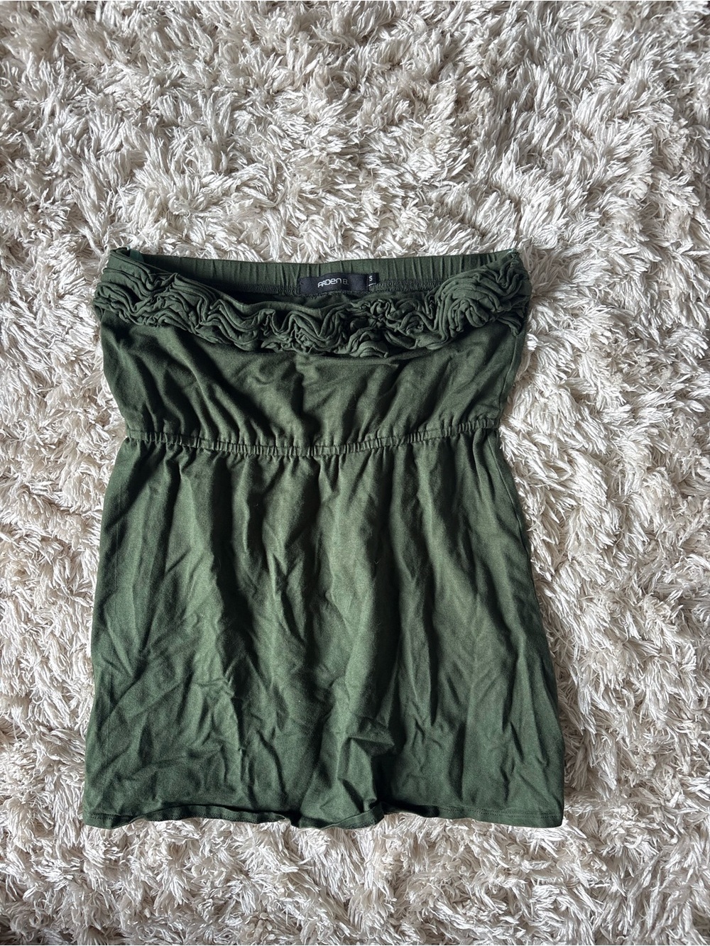 Arden B Olive Green Ruffle Tube Top
